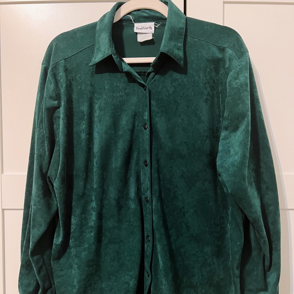 Vintage green suede-ish button up
